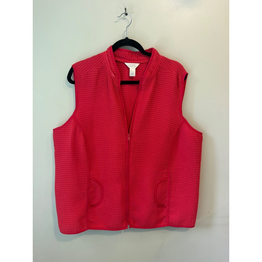 CJ‎ Banks Christopher & Banks Pink Waffle Knit Zip Front Vest Plus Size 1X